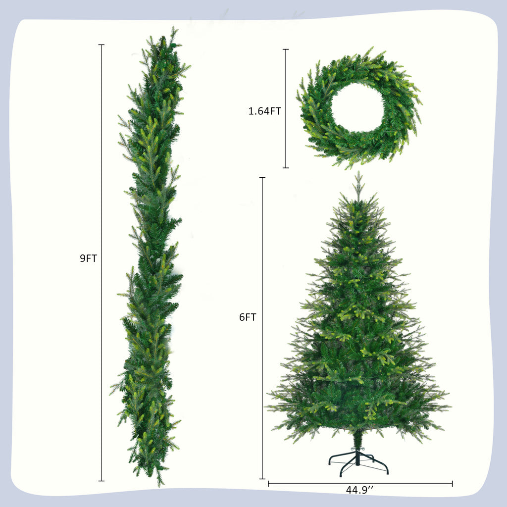Christmas Tree With Garlands, Multi-Color LED Lights