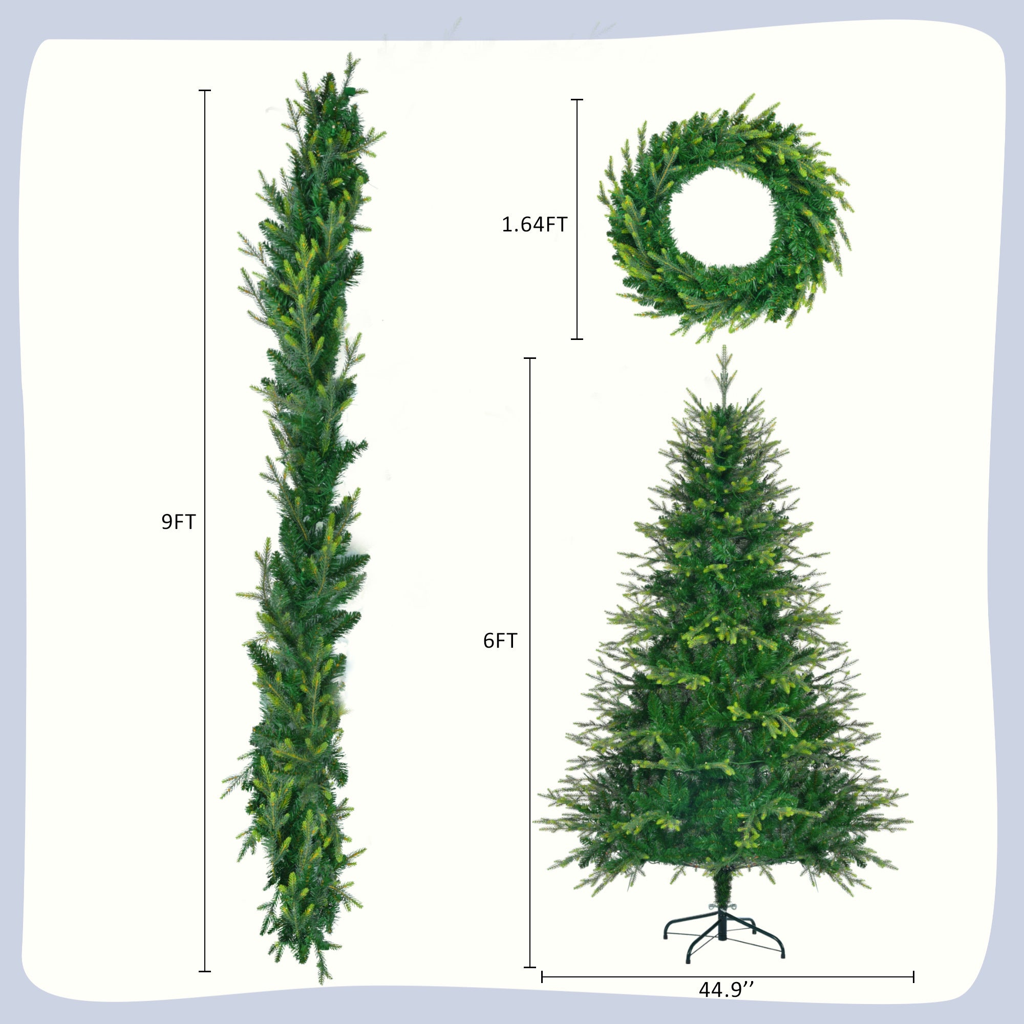 Christmas Tree With Garlands, Multi-Color LED Lights
