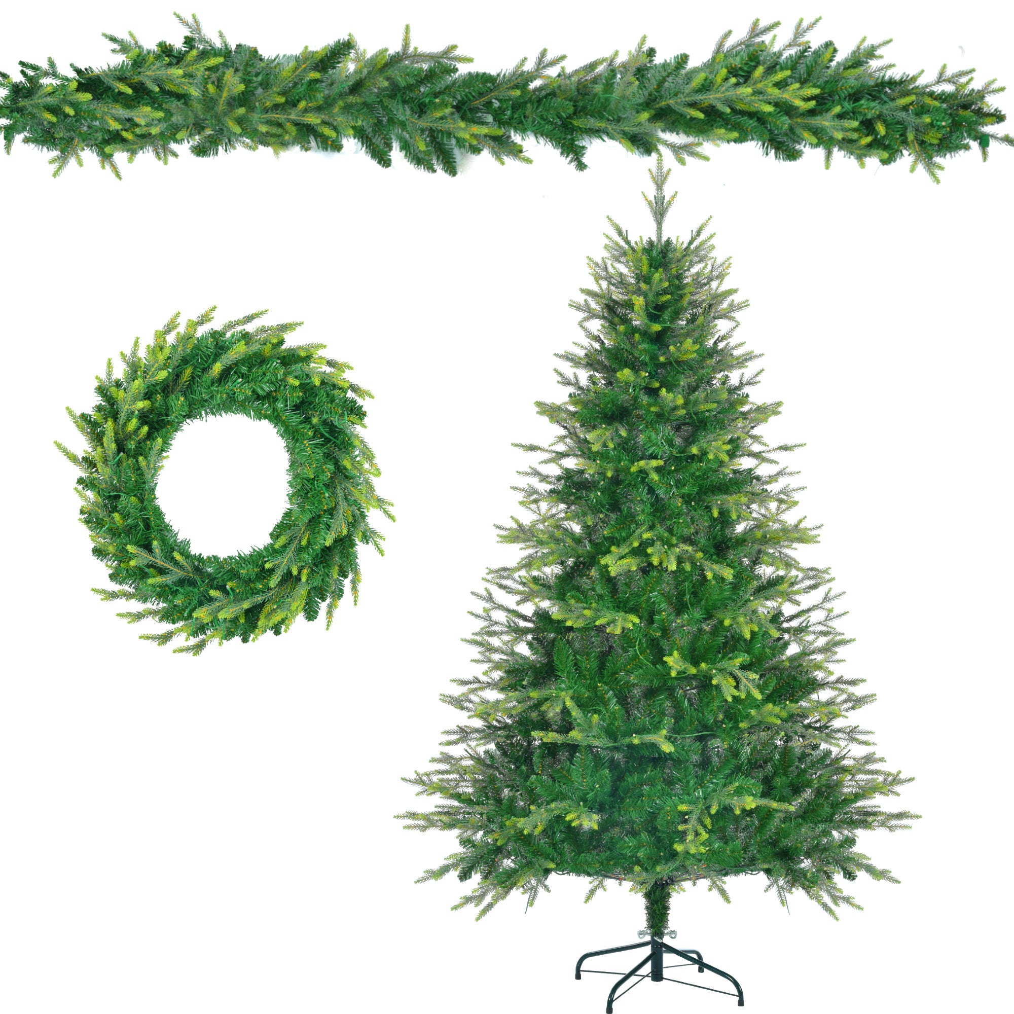 Christmas Tree With Garlands, Multi-Color LED Lights