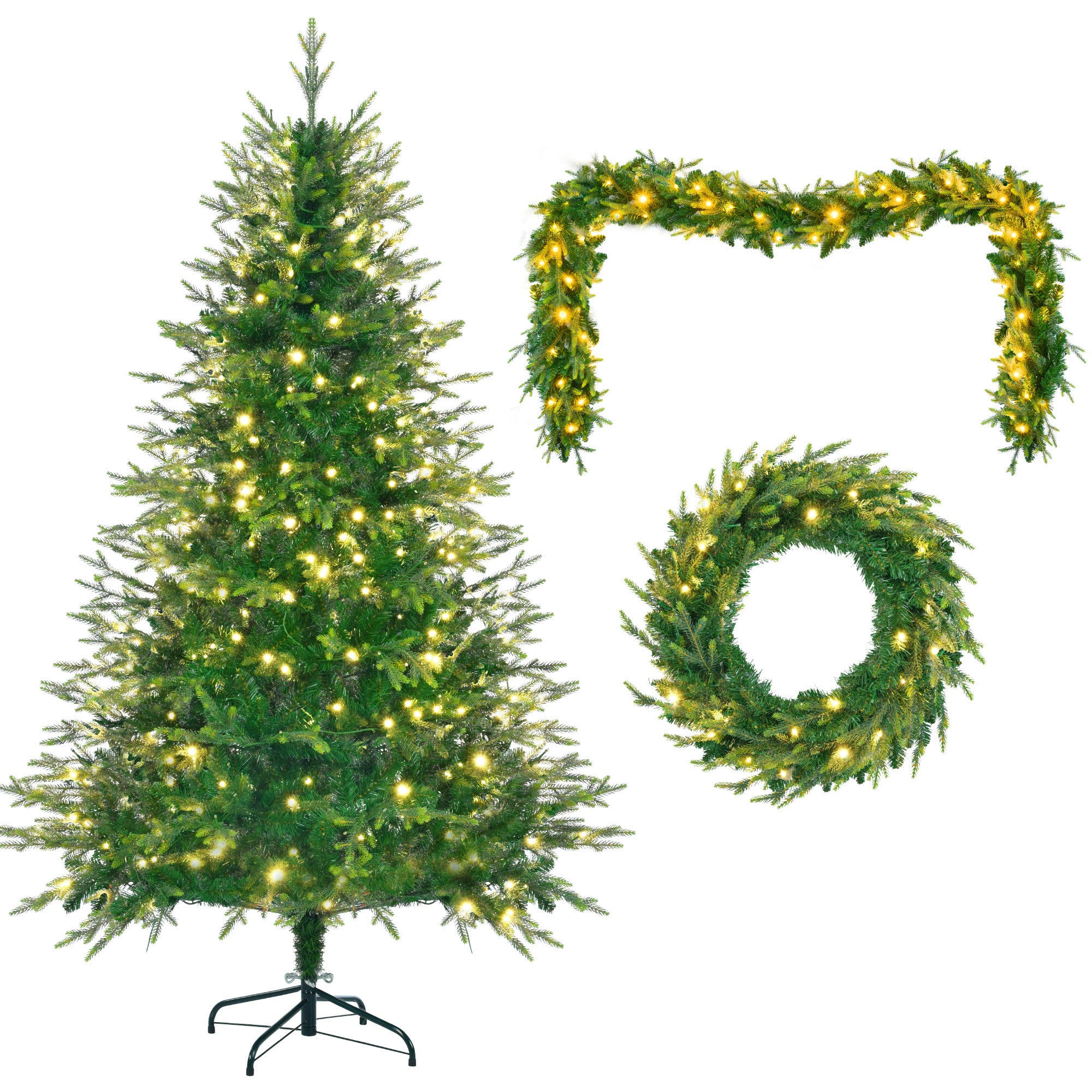 Christmas Tree With Garlands, Multi-Color LED Lights