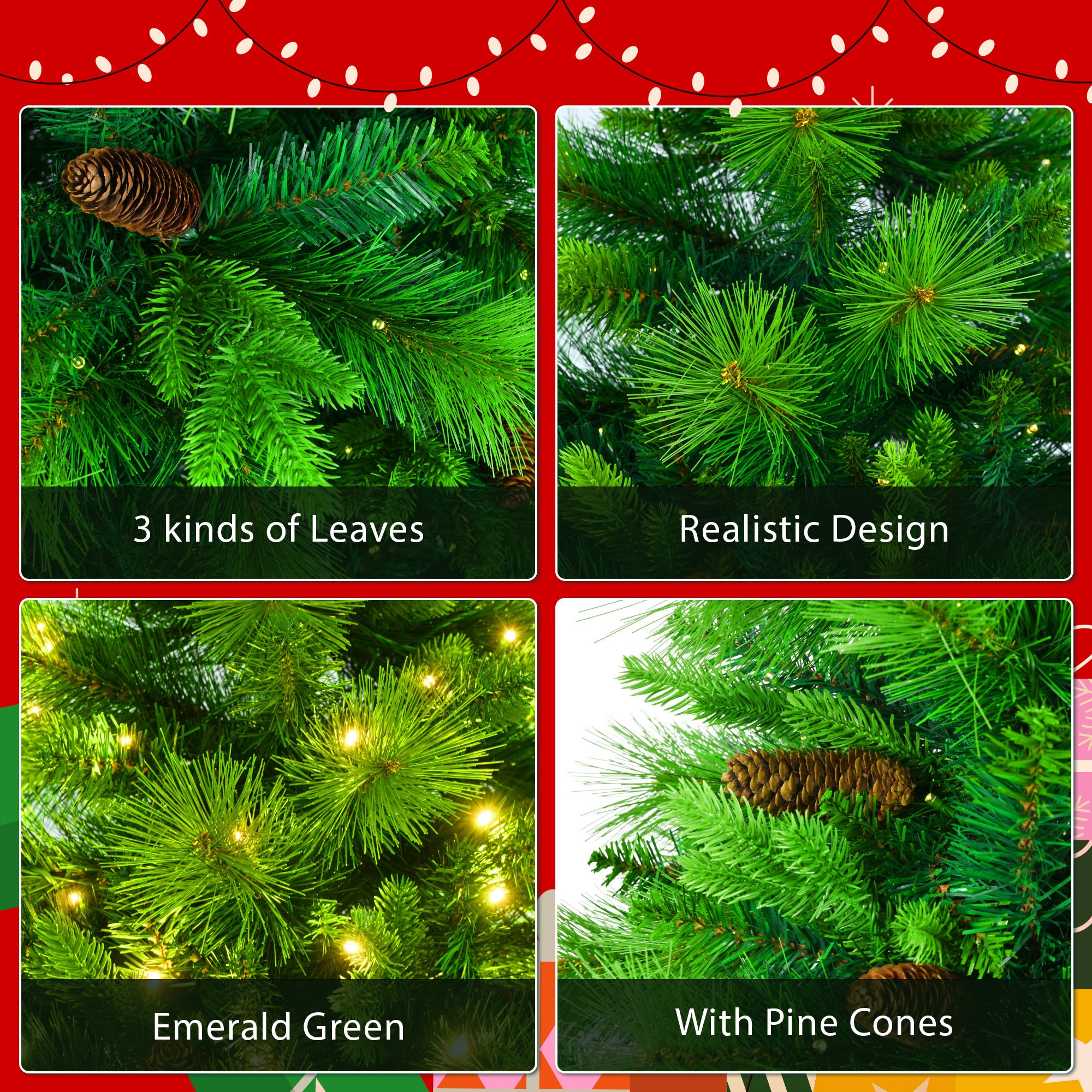 Lighting Set With Tree & Garlands, With Pine Cone