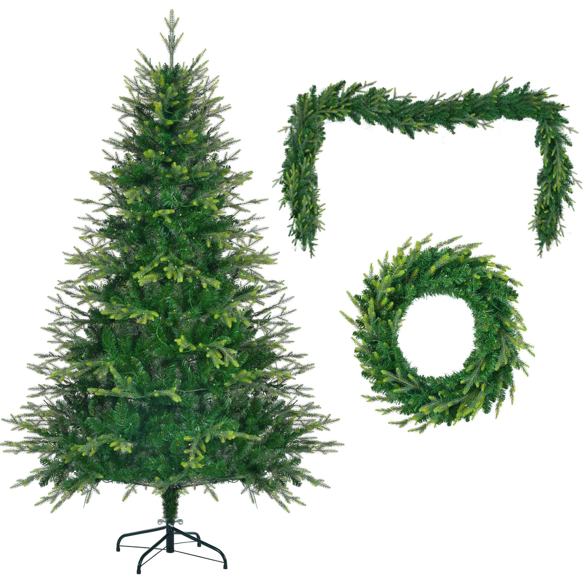 Christmas Tree With Garlands, Multi-Color LED Lights