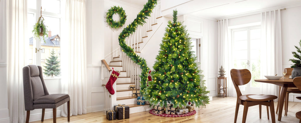Lighting Set With Tree & Garlands, With Pine Cone