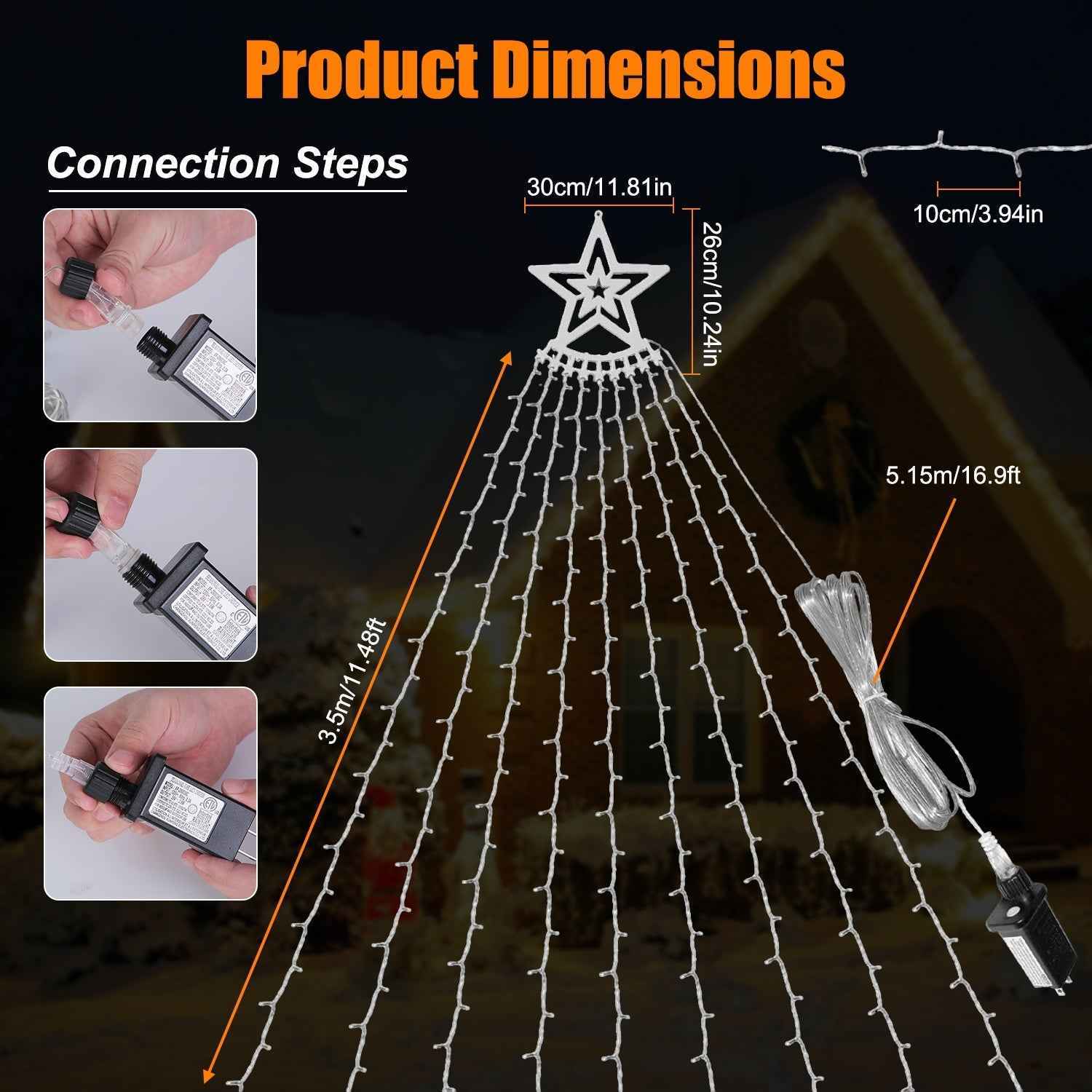 11FT Christmas Star Waterfall Tree