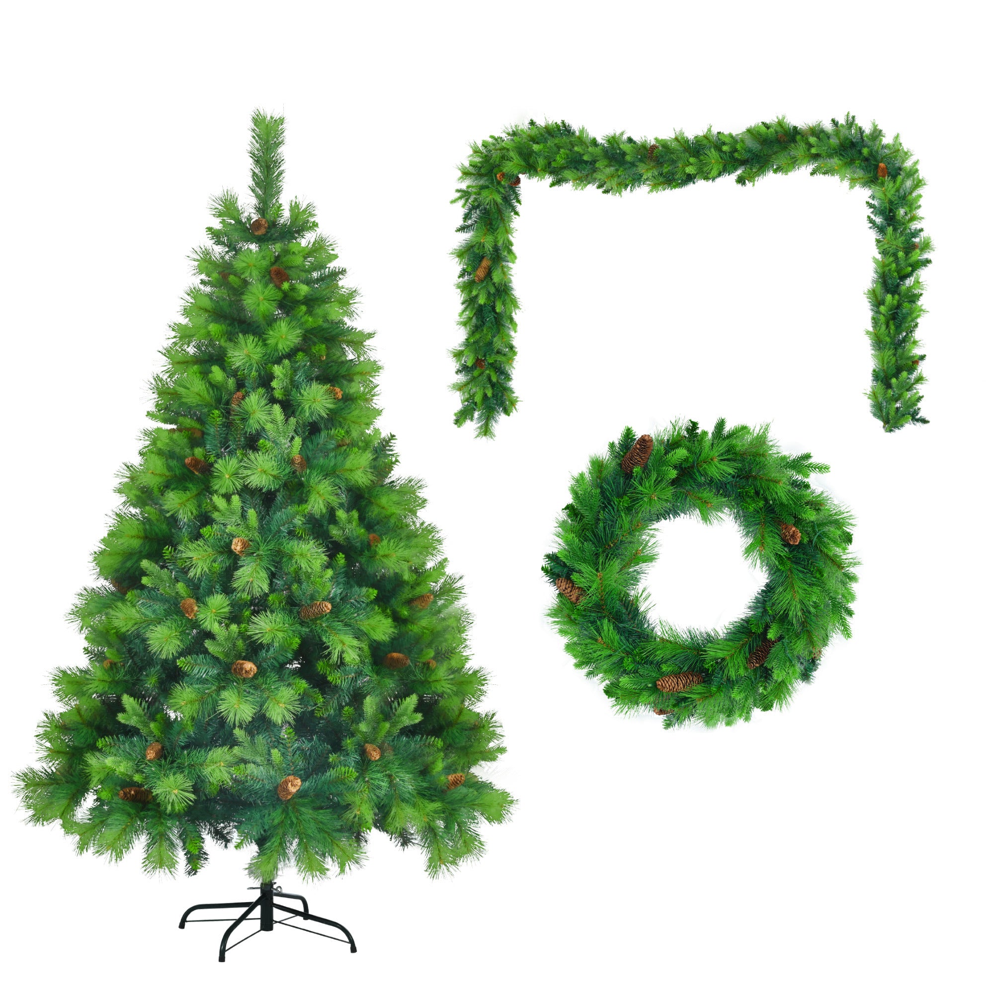 Lighting Set With Tree & Garlands, With Pine Cone